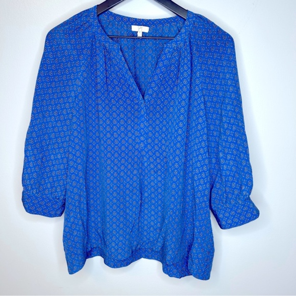 Joie Blue Silk Medallion Print Blouse Size S